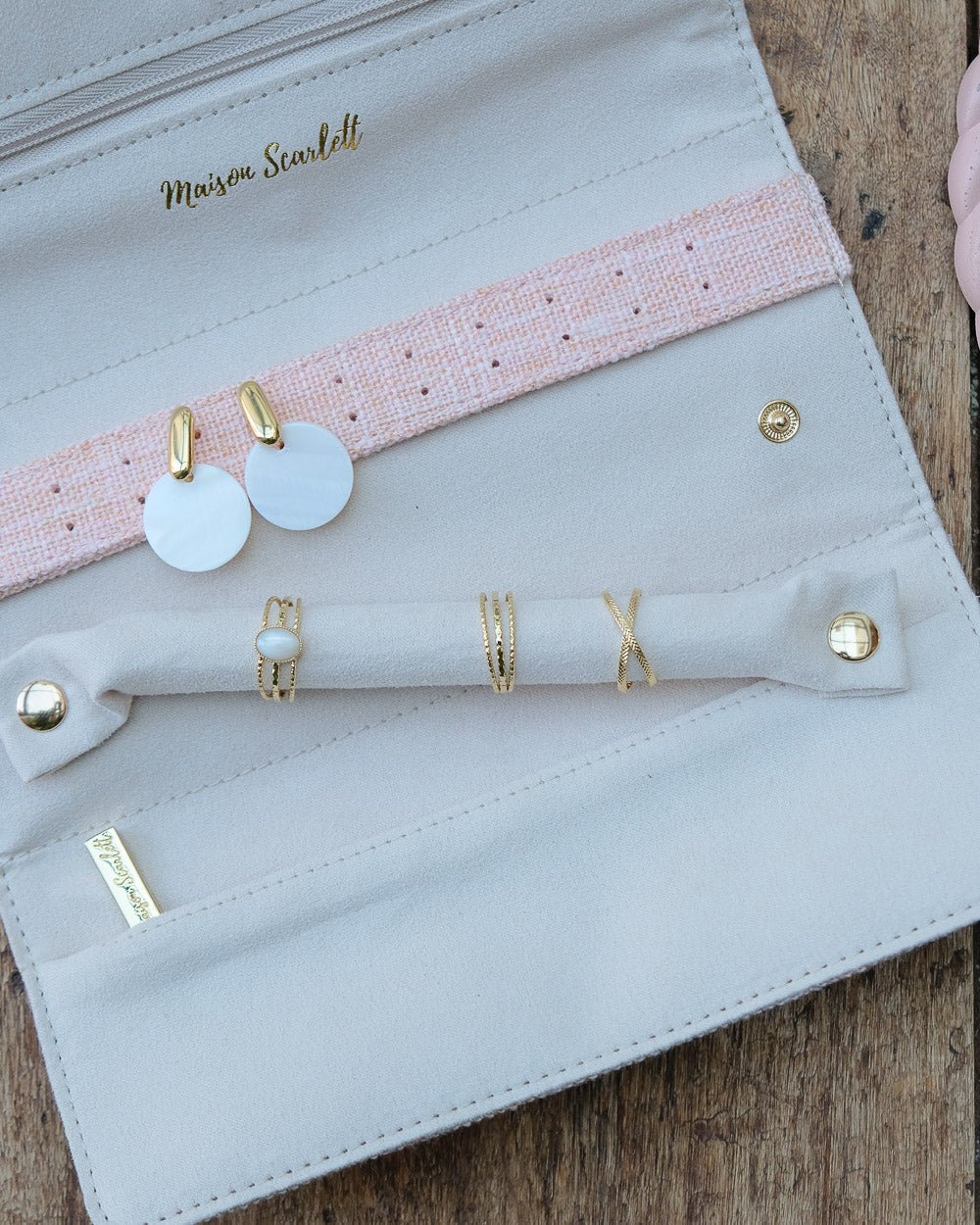 Pochette à bijoux Catherine effet lin